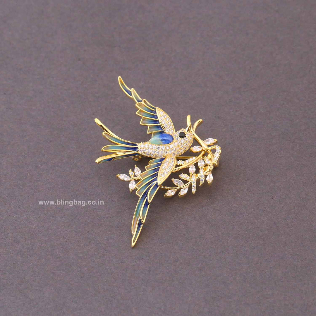 Multicolor Sapphire Swallow Brooch