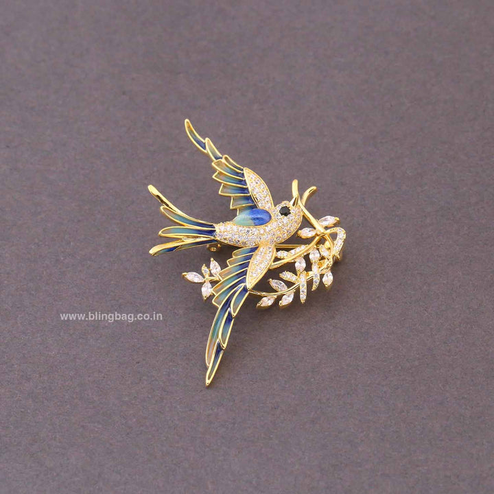 Multicolor Sapphire Swallow Brooch