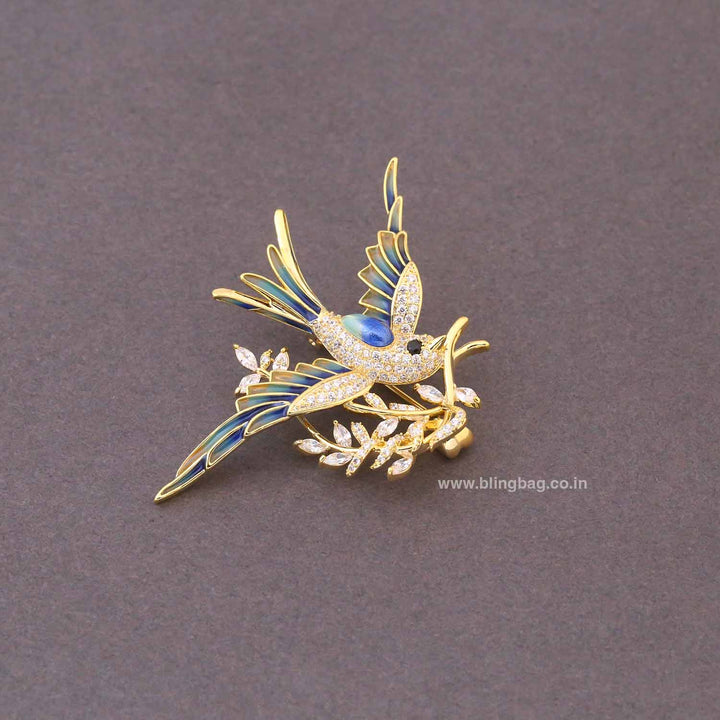 Multicolor Sapphire Swallow Brooch
