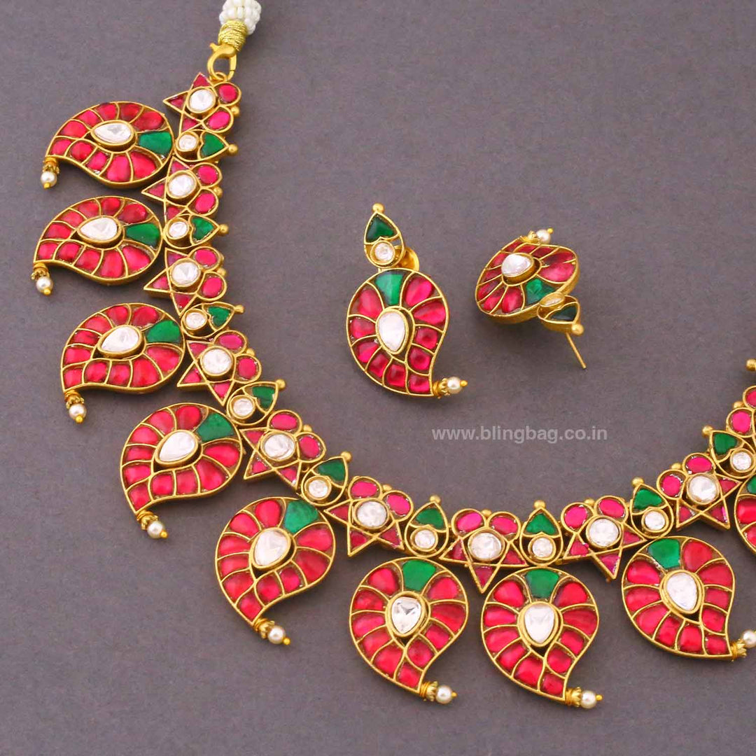 Multicolor Shanamie Jadau Jewellery Set- New Arrival