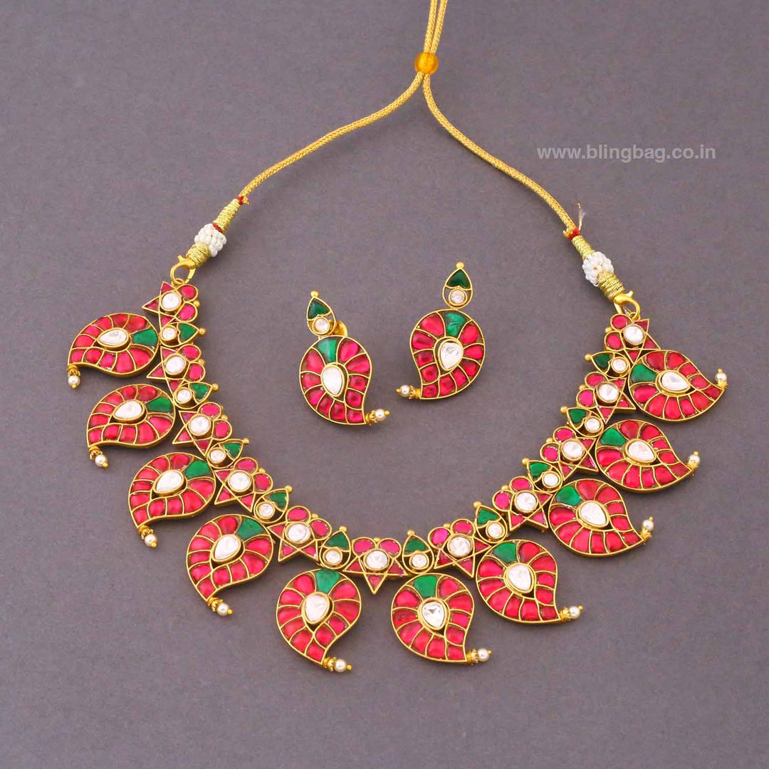 Multicolor Shanamie Jadau Jewellery Set- New Arrival