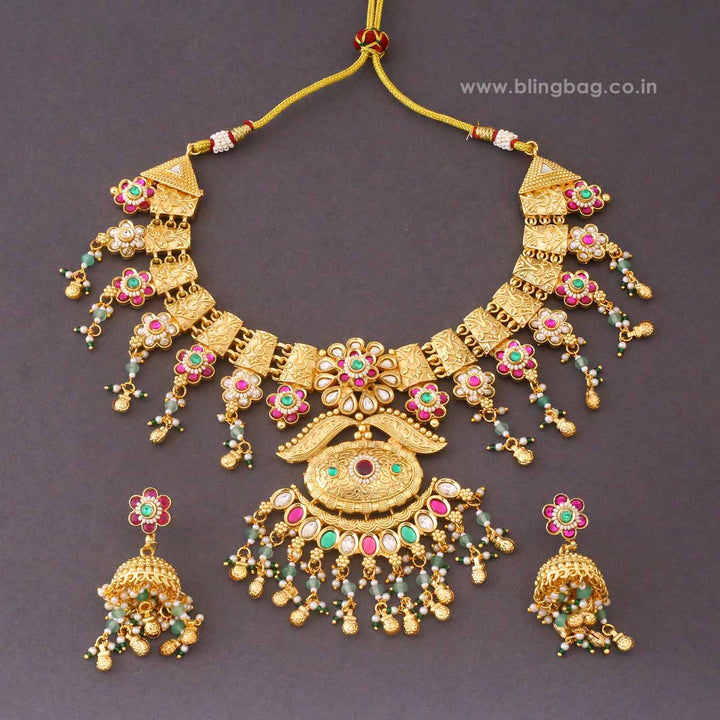 Multicolor Srivalli Antique Jewellery Set - New Arrival