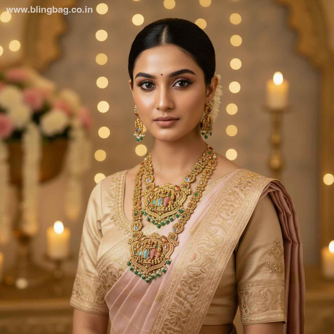 Multicolor Streenittya Bridal Temple Jewellery Set- New Arrival