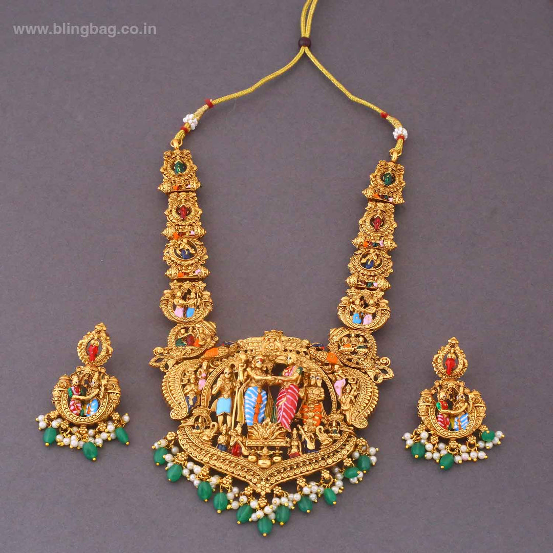 Multicolor Streenittya Bridal Temple Jewellery Set- New Arrival