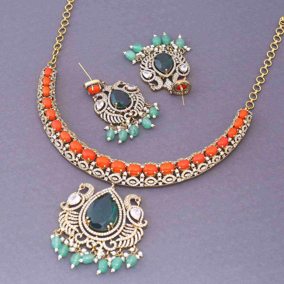 Multicolor Swarvia Hasli Victorian Jewellery Set - New Arrival