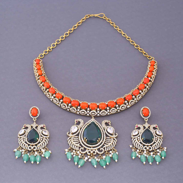 Multicolor Swarvia Hasli Victorian Jewellery Set - New Arrival