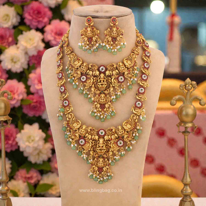 Multicolor Tarashree Bridal Temple Jewellery Set - New Arrival