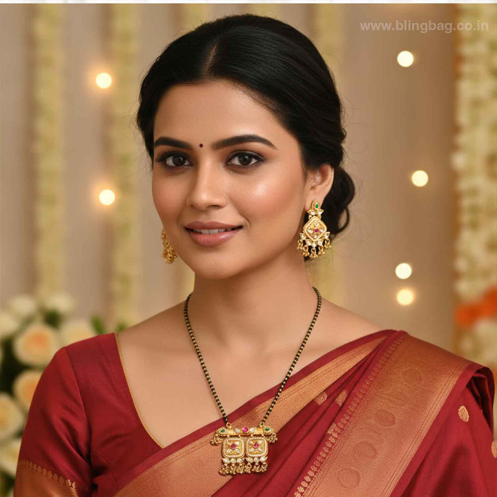 Multicolor Treepashi Rajwadi Mangalsutra Set