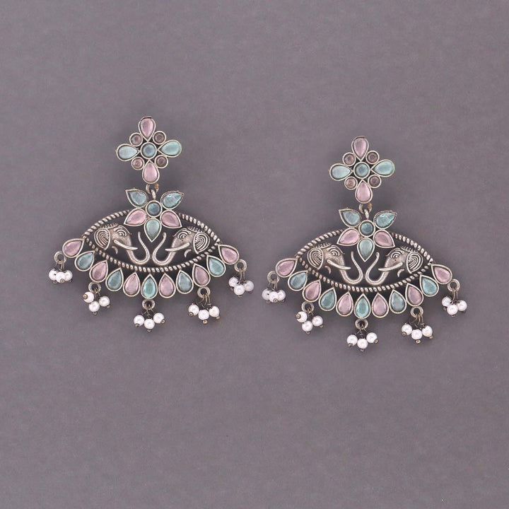 Multicolor Vidya Oxidised Danglers