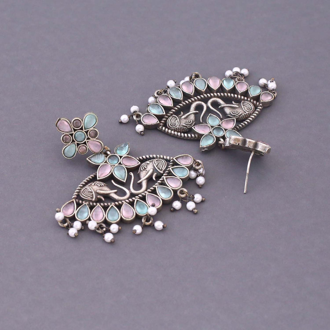 Multicolor Vidya Oxidised Danglers