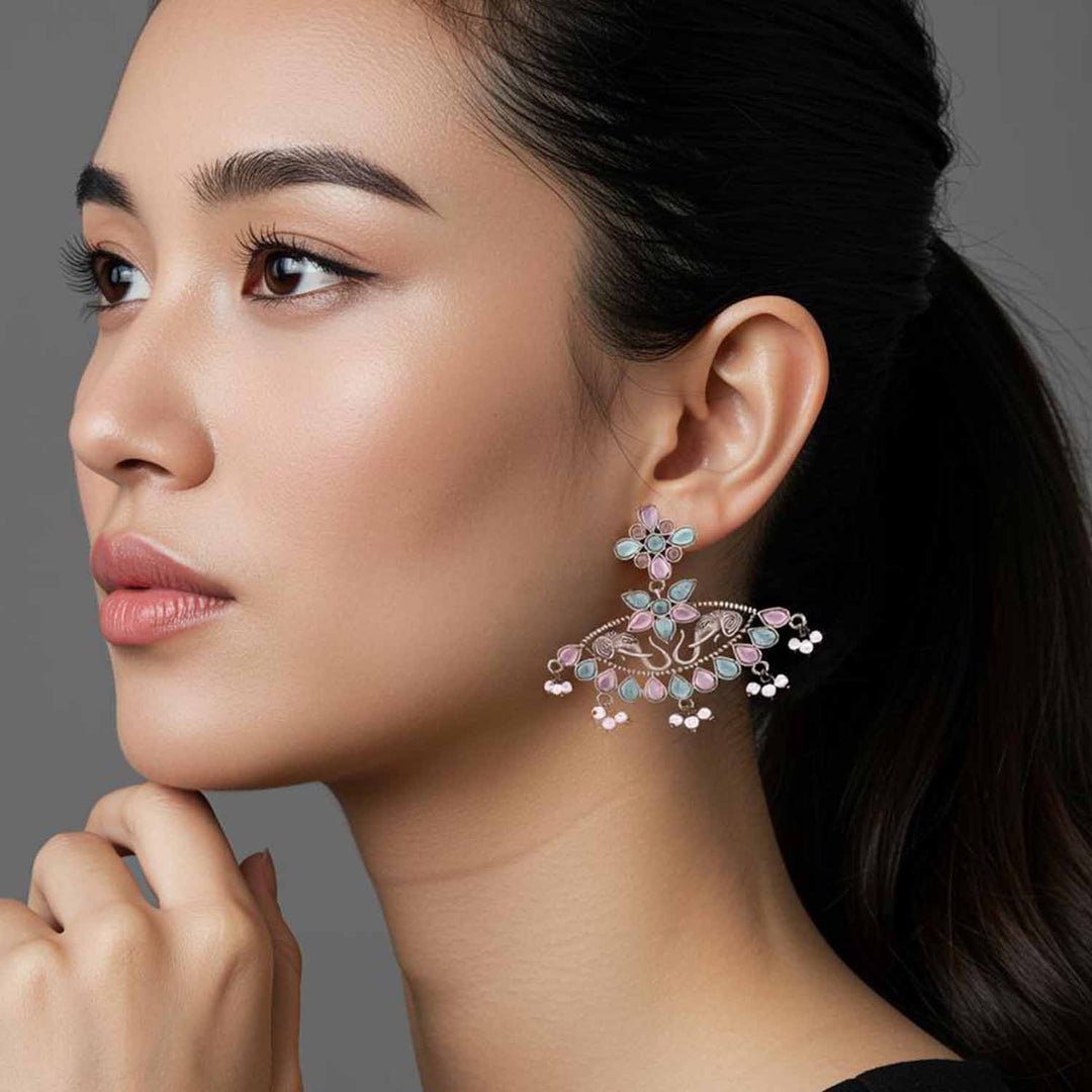 Multicolor Vidya Oxidised Danglers