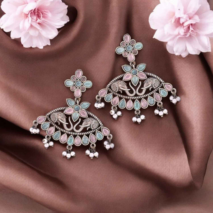Multicolor Vidya Oxidised Danglers