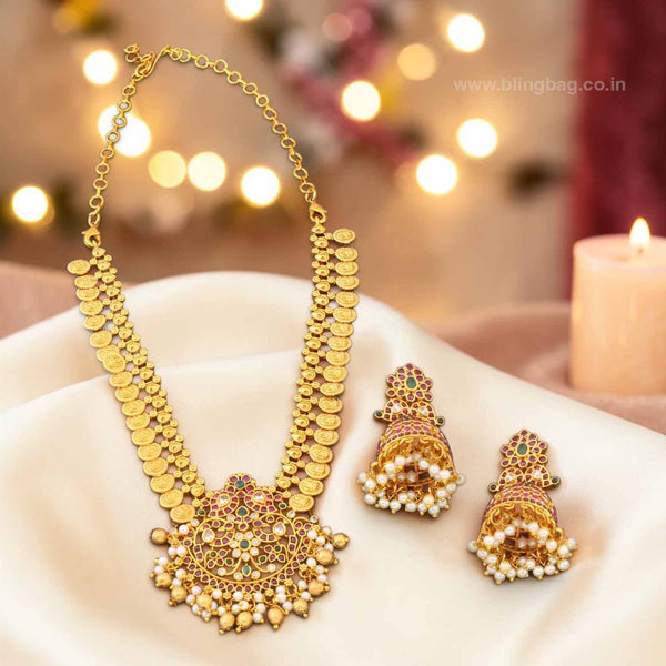 Multicolor Vijayana Temple Jewellery Set - New Arrival
