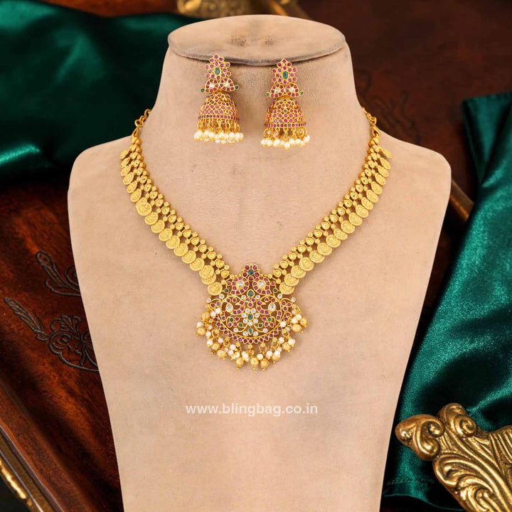 Multicolor Vijayana Temple Jewellery Set - New Arrival