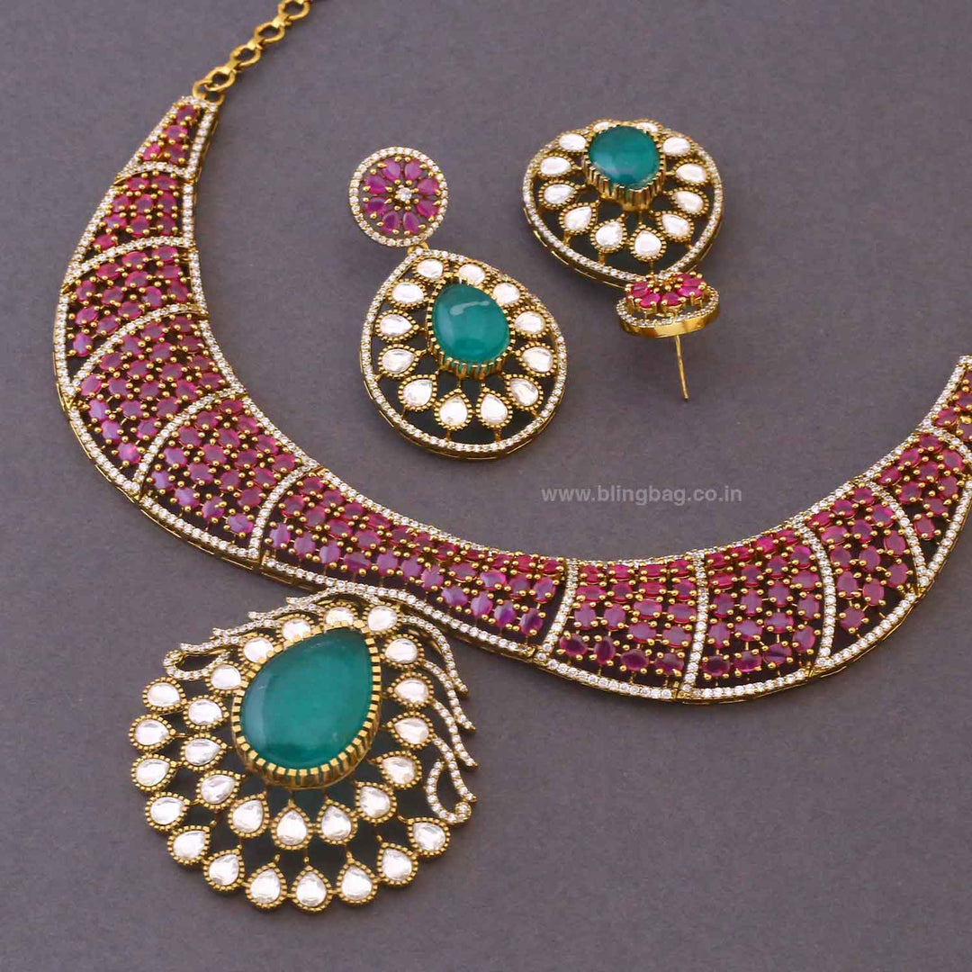 Multicolor Vikhani Hasli Victorian Jewellery Set- New Arrivals