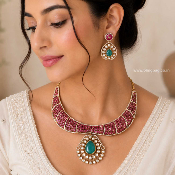 Multicolor Vikhani Hasli Victorian Jewellery Set- New Arrivals