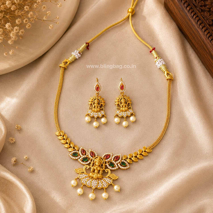 Multicolor Vishalakshia Temple Jewellery Set - New Arrival