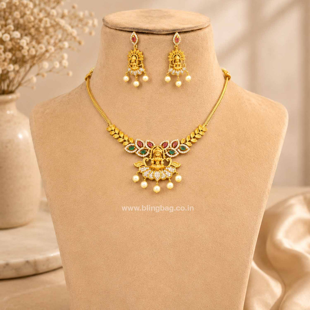 Multicolor Vishalakshia Temple Jewellery Set - New Arrival