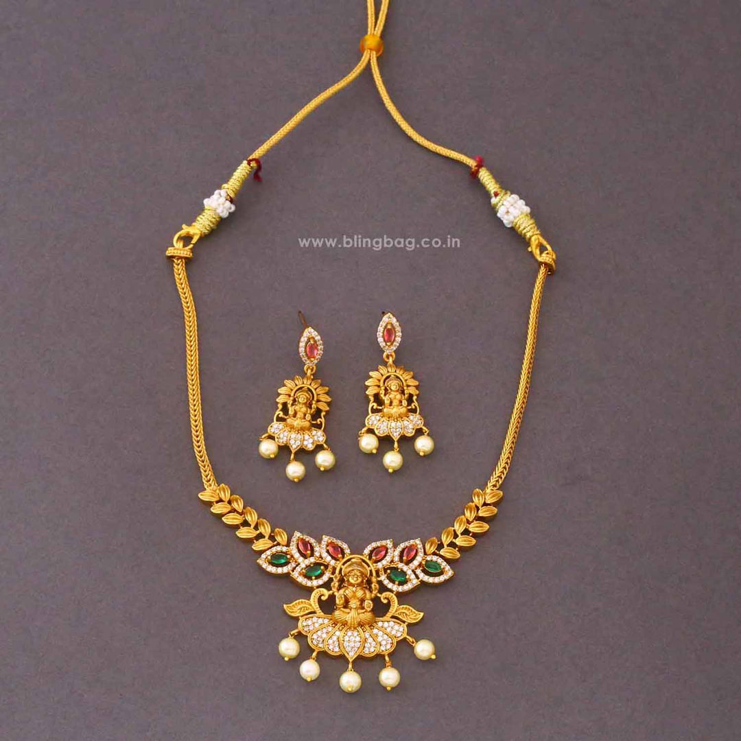 Multicolor Vishalakshia Temple Jewellery Set - New Arrival