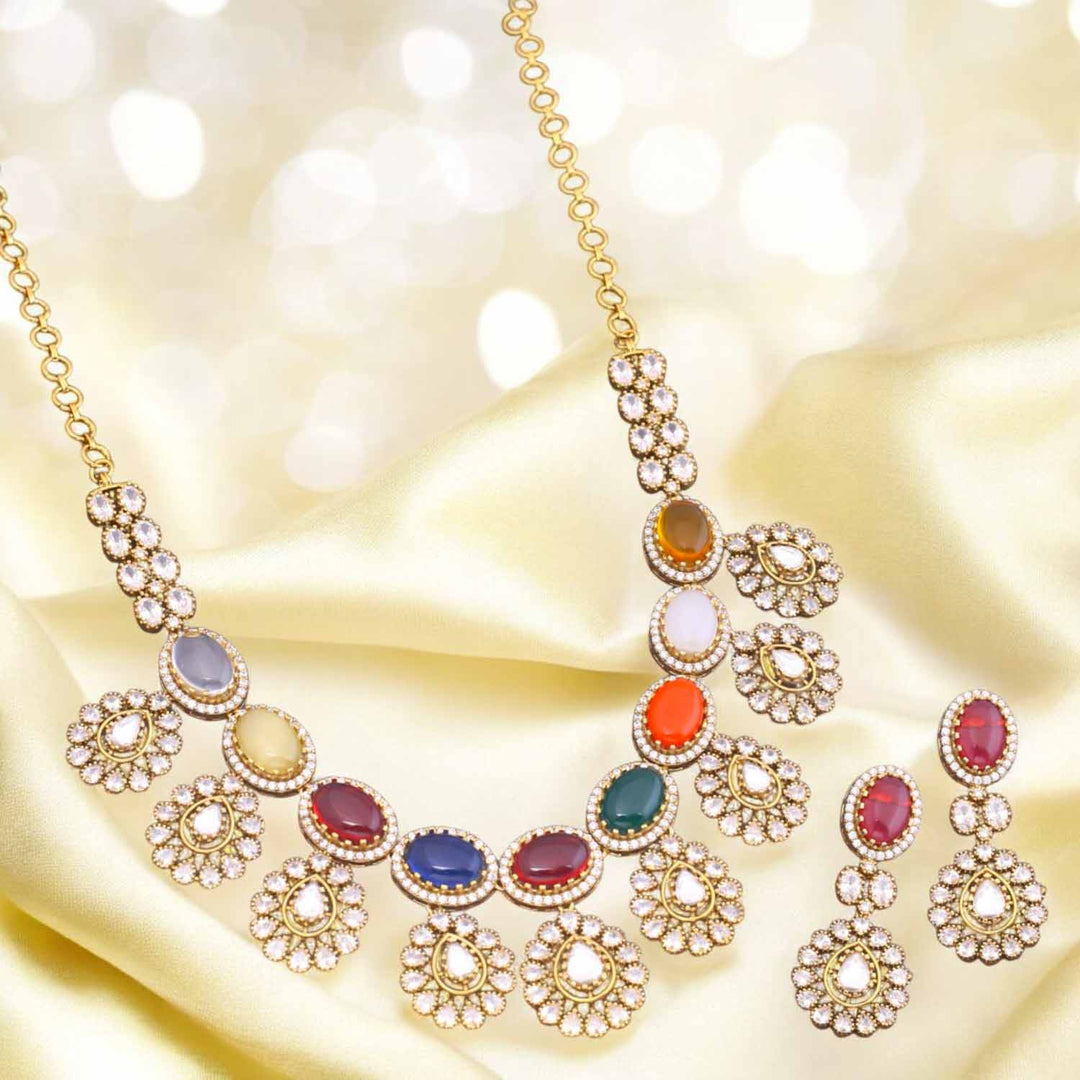 Multicolor Zevara Victorian Jewellery Set - New Arrival