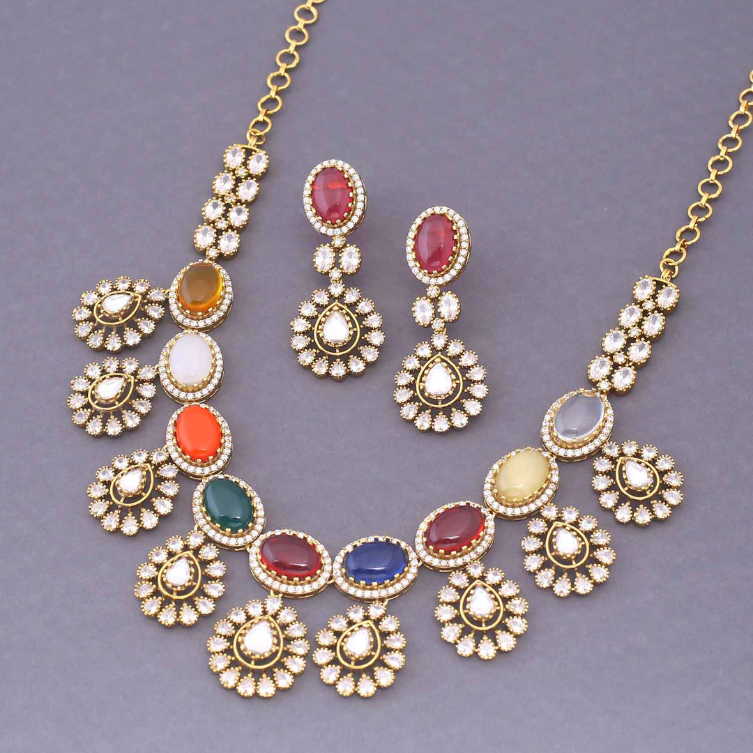 Multicolor Zevara Victorian Jewellery Set - New Arrival