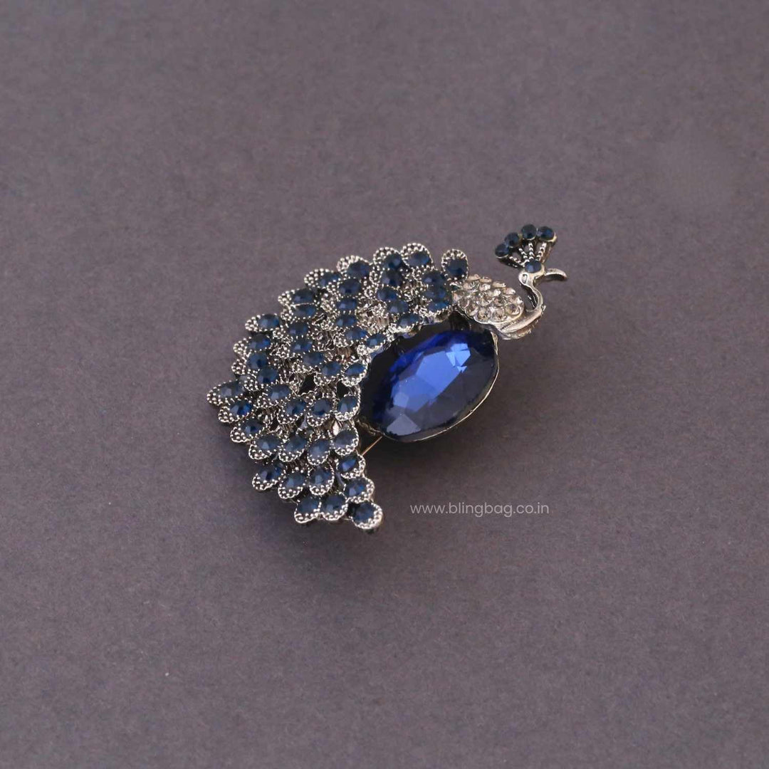 Navy Morni Brooch