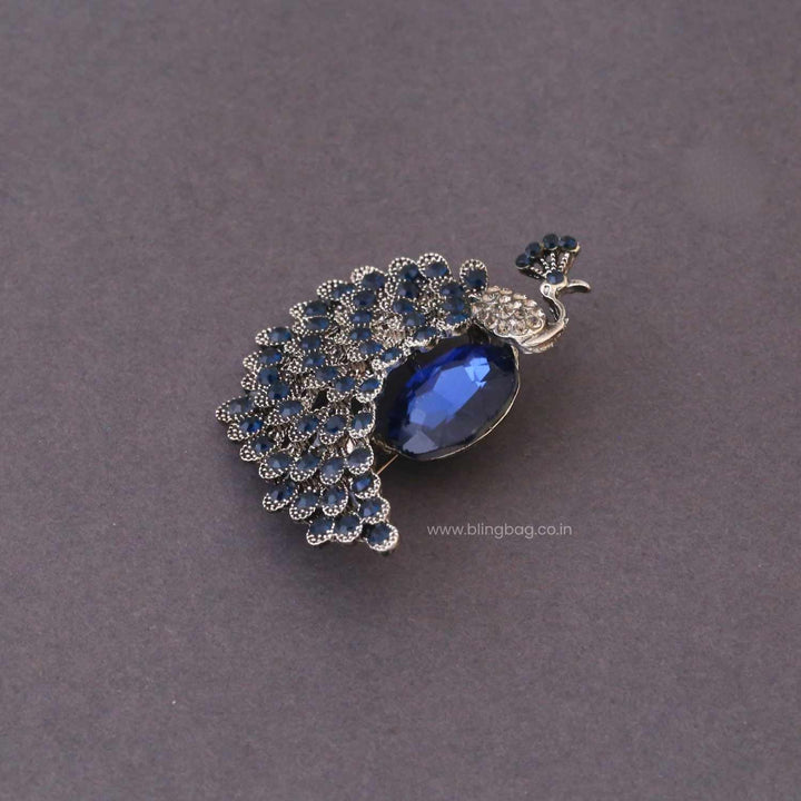 Navy Morni Brooch