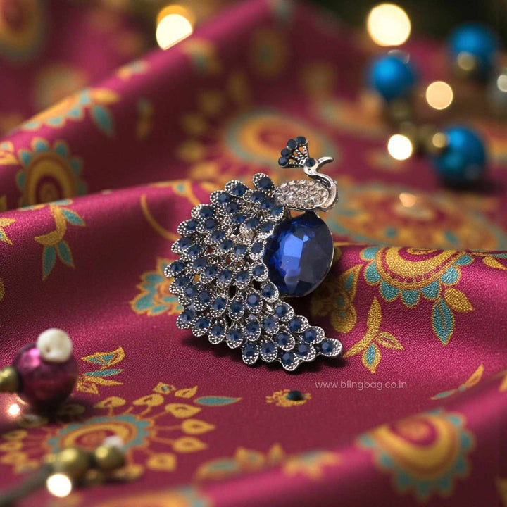 Navy Morni Brooch