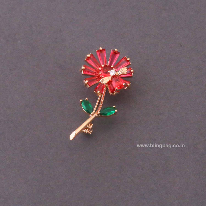 Pink Amber Floral Brooch