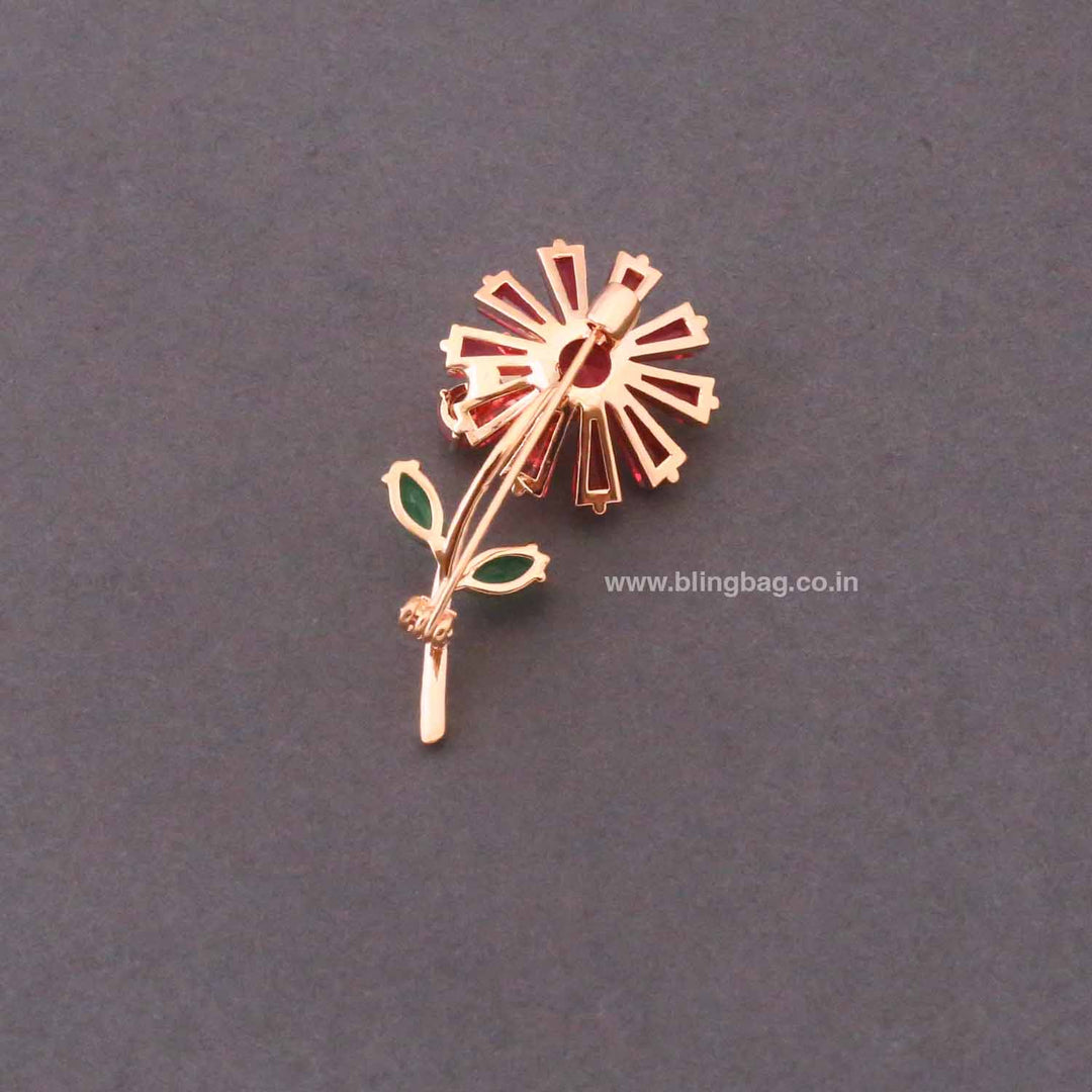 Pink Amber Floral Brooch