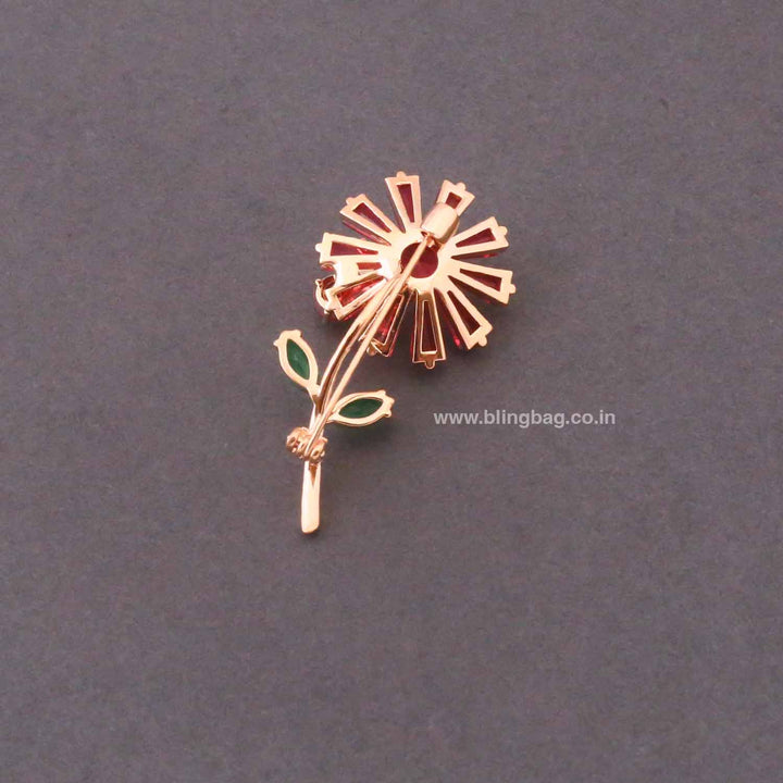 Pink Amber Floral Brooch