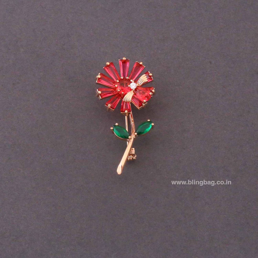 Pink Amber Floral Brooch