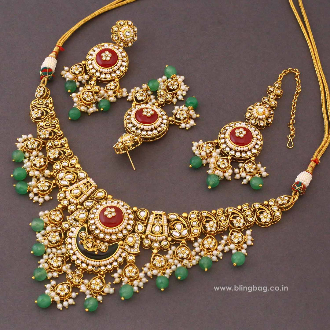 Prismatic Rangpankh Kundan Jewellery Set