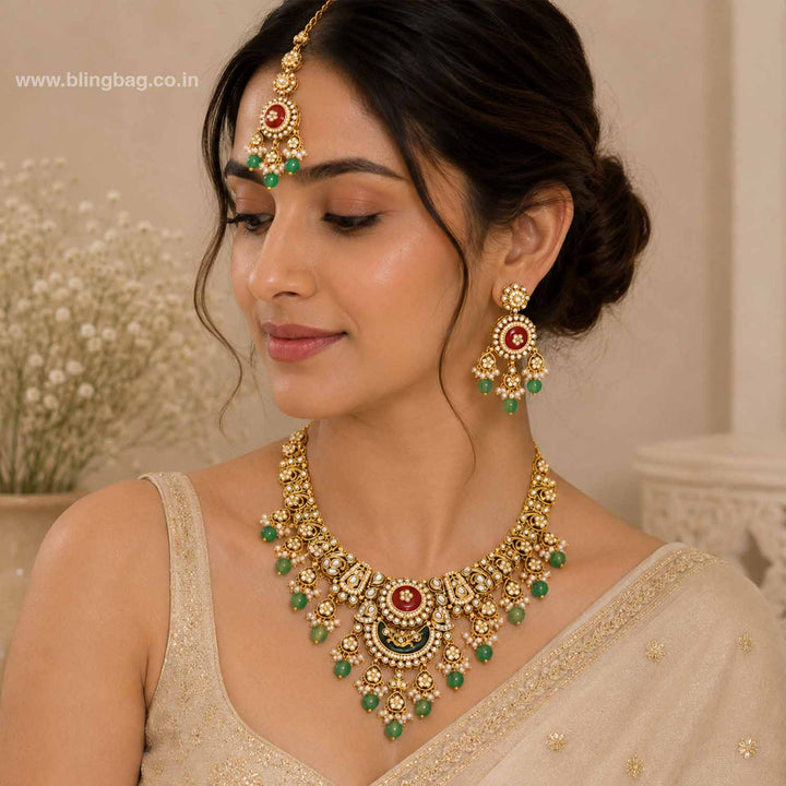 Prismatic Rangpankh Kundan Jewellery Set