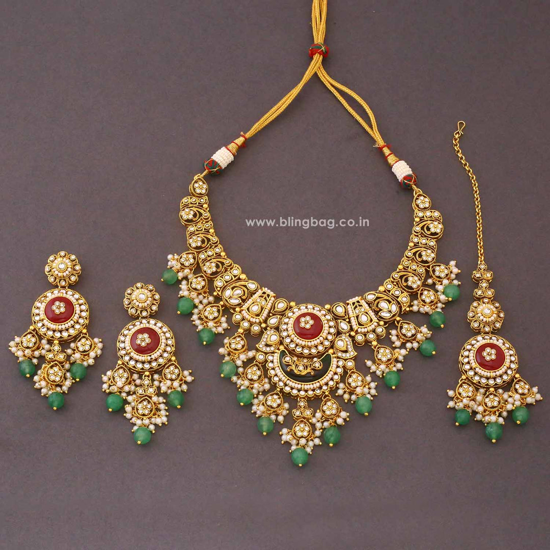 Prismatic Rangpankh Kundan Jewellery Set