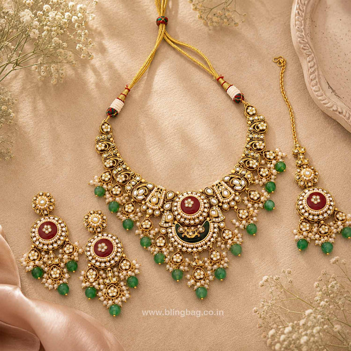 Prismatic Rangpankh Kundan Jewellery Set