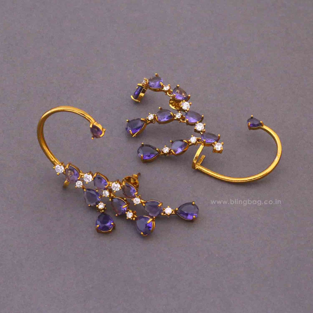 Purple Aksa Victorian Cuff Earrings