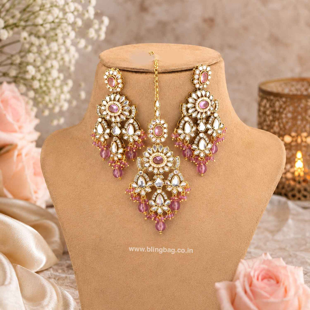 Purple Dayanita Kundan Jewellery Set