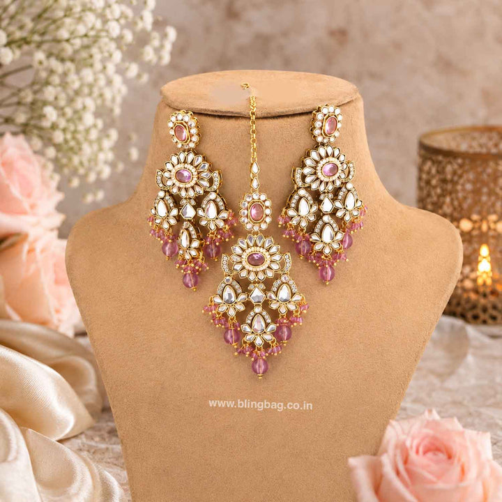 Purple Dayanita Kundan Jewellery Set