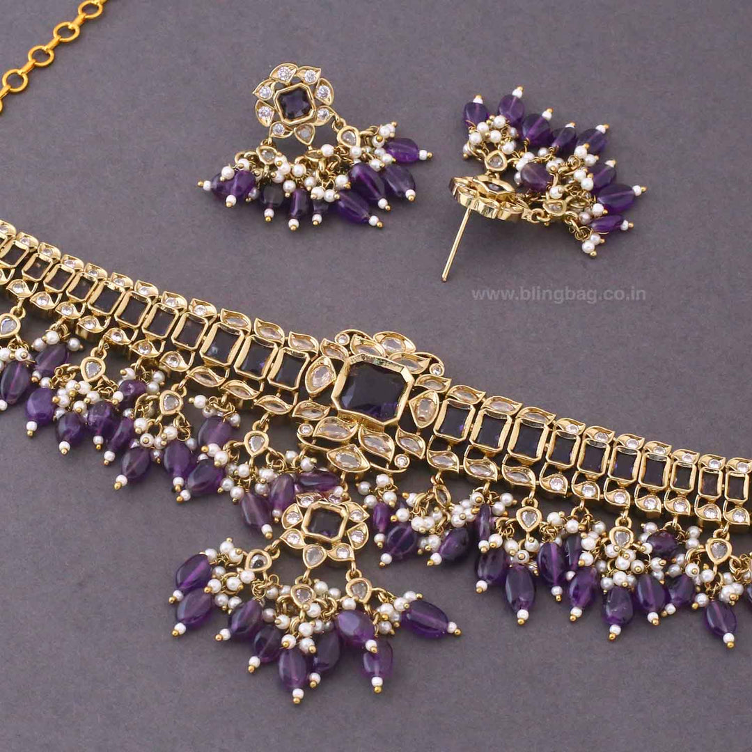 Purple Elarine Victorian Jewellery Set - New Arrival