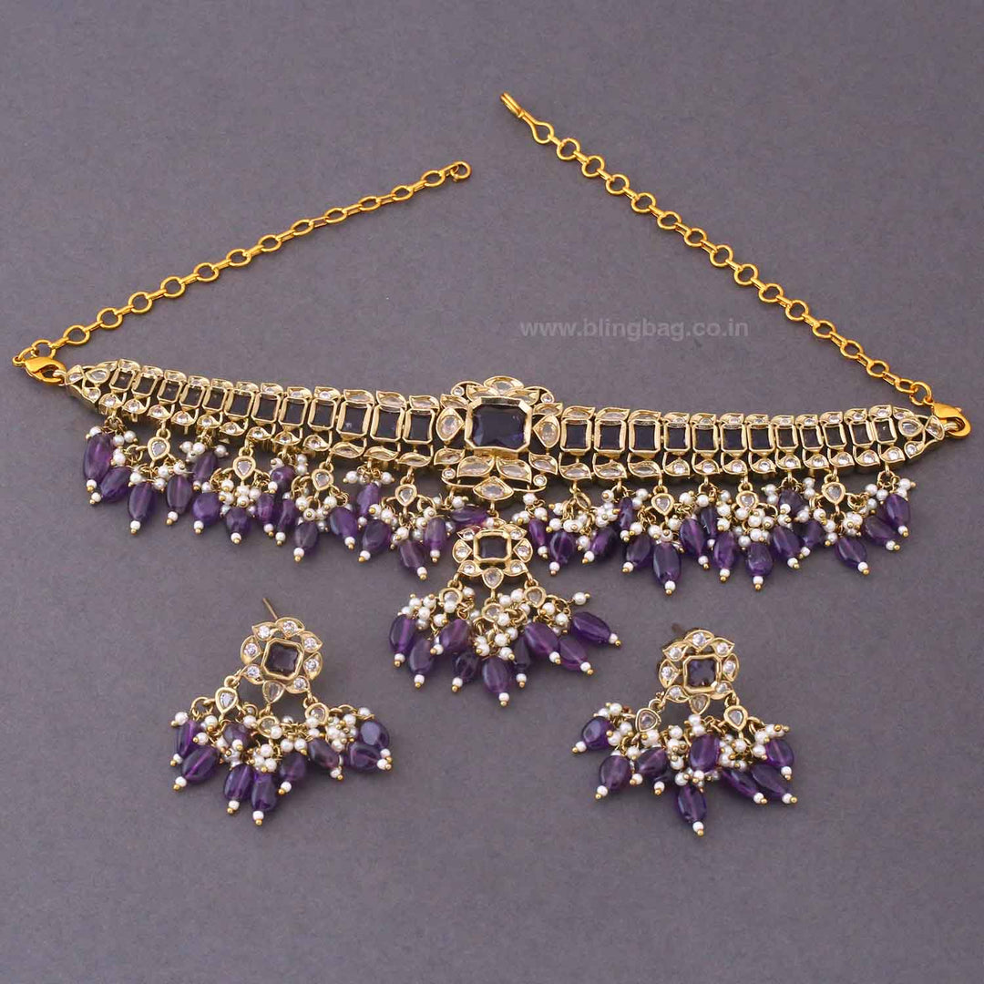 Purple Elarine Victorian Jewellery Set - New Arrival