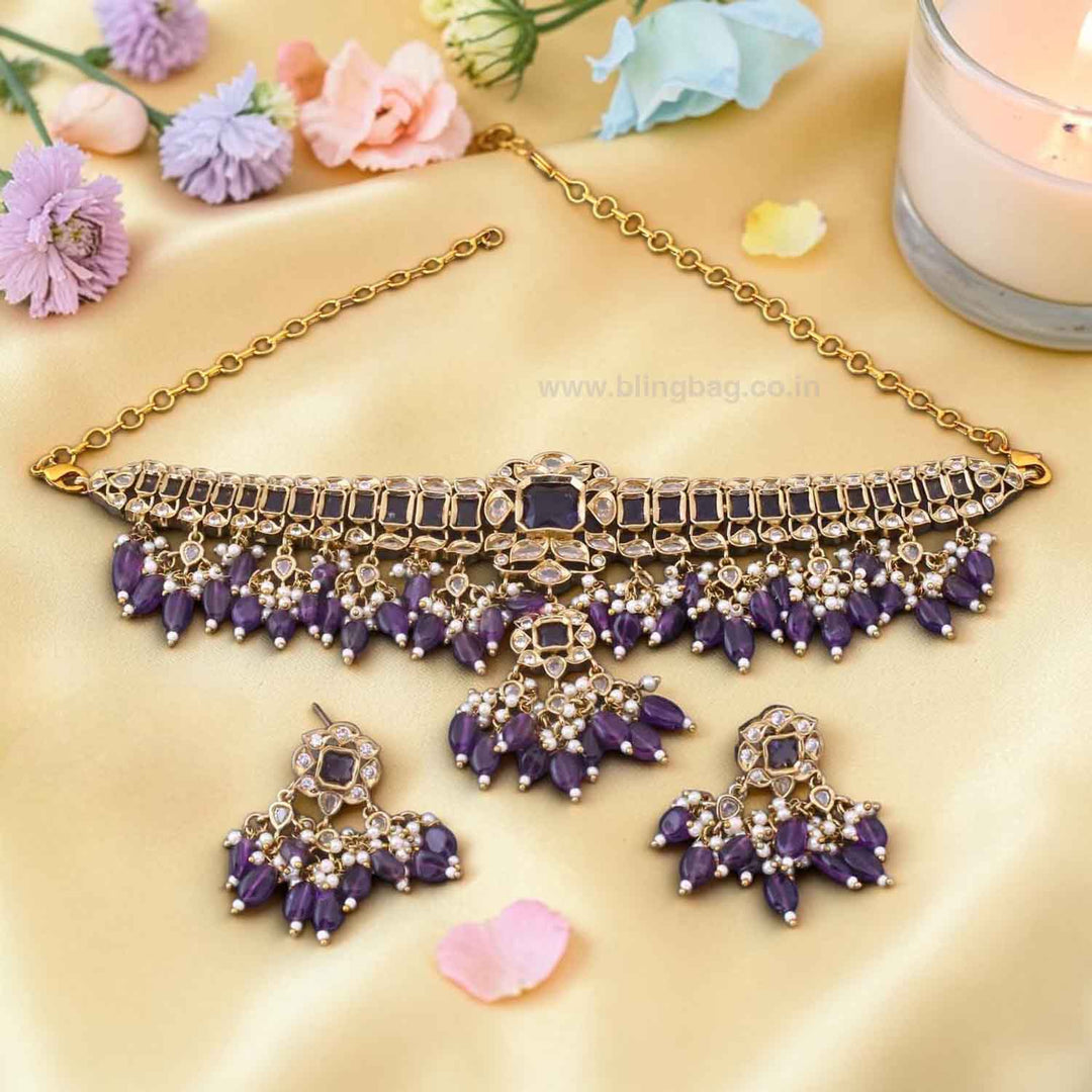 Purple Elarine Victorian Jewellery Set - New Arrival