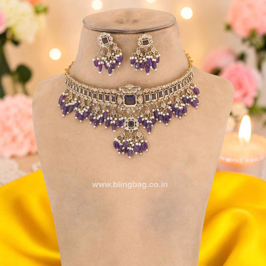Purple Elarine Victorian Jewellery Set - New Arrival
