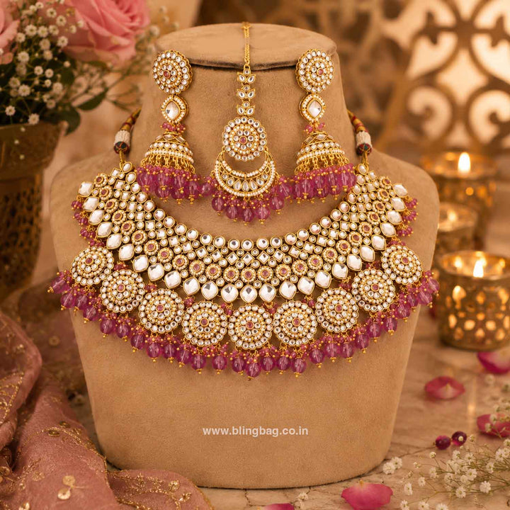 Purple Naisha Kundan Jewellery Set