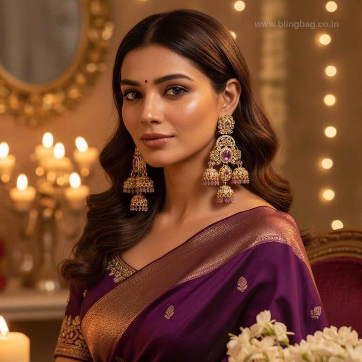 Purple Prashi Jhumkis