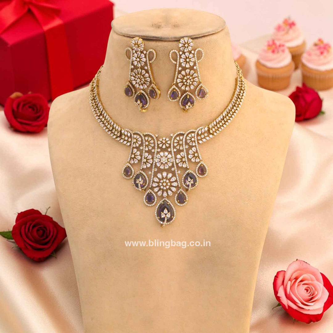 Purple Tasneem Hasli Victorian Jewellery Set- New Arrivals