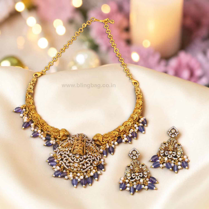 Purple Tripurashree Temple Jewellery Set - New Arrival