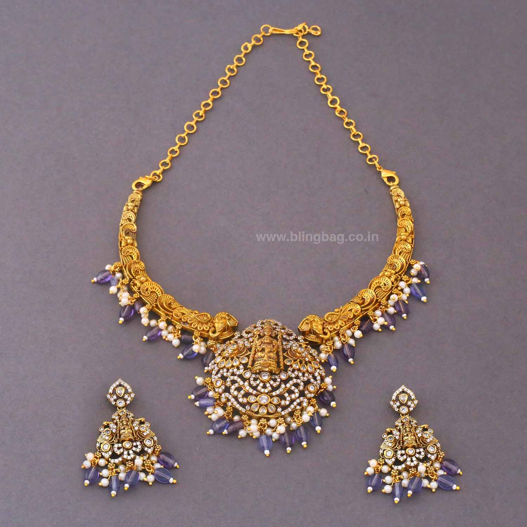 Purple Tripurashree Temple Jewellery Set - New Arrival