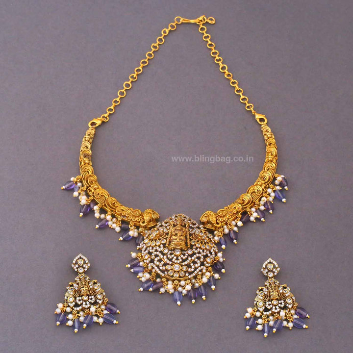 Purple Tripurashree Temple Jewellery Set - New Arrival