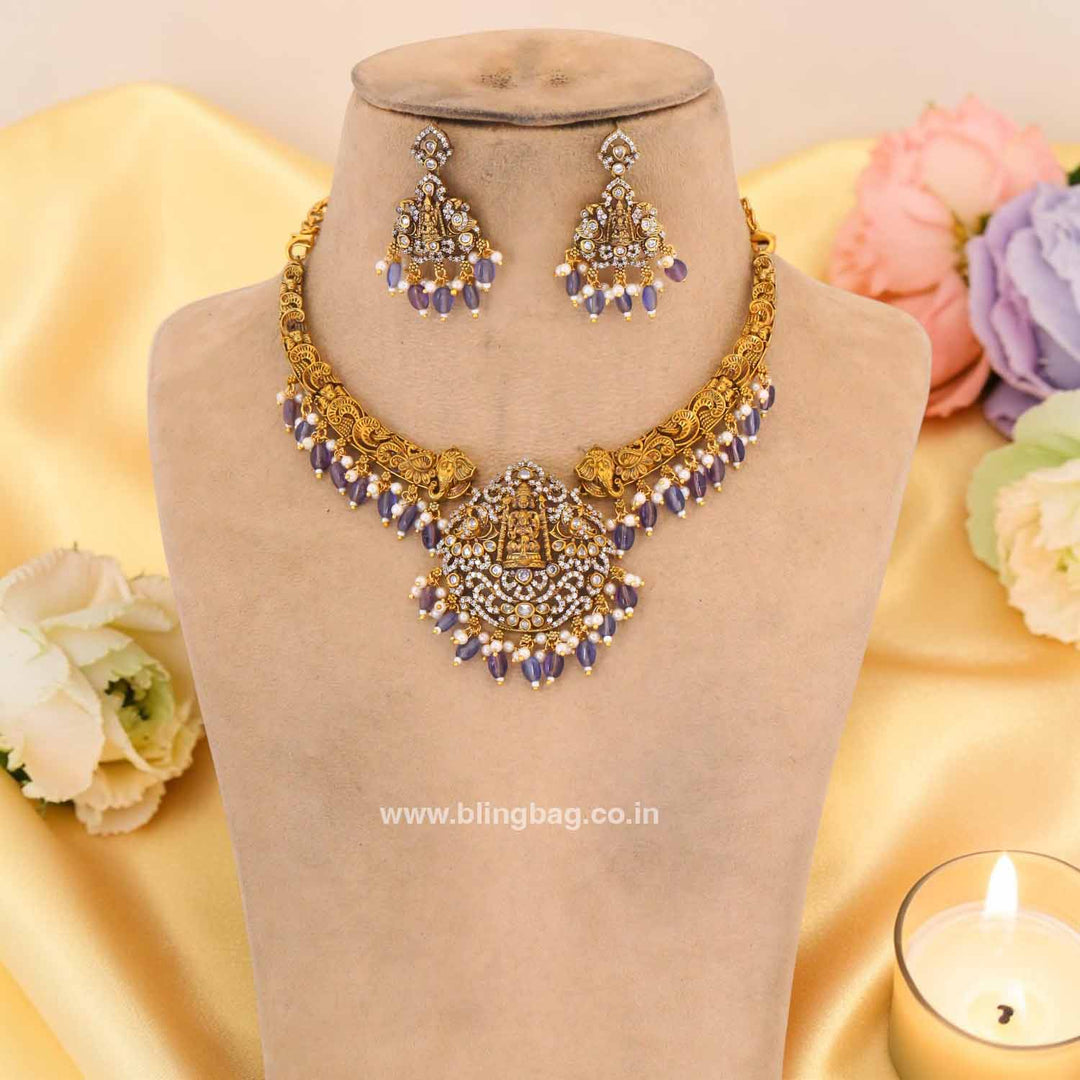 Purple Tripurashree Temple Jewellery Set - New Arrival